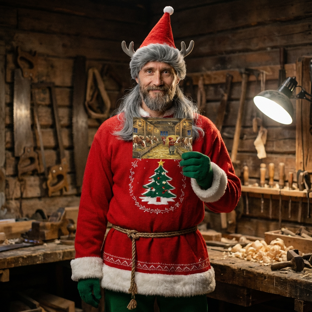 Jouluilta navetassa - iso kortti